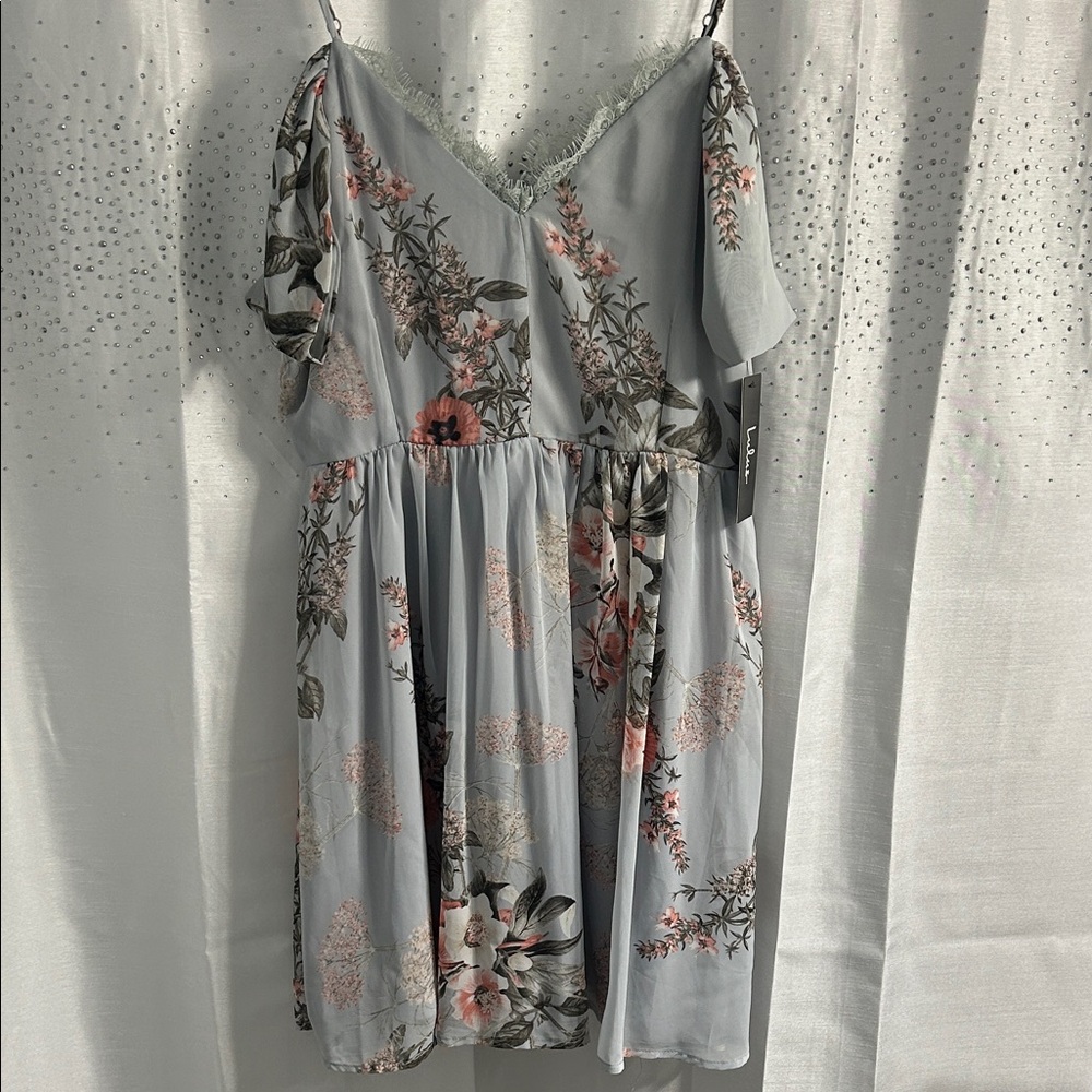 Lulus Chic Floral Dress with Lace Trim